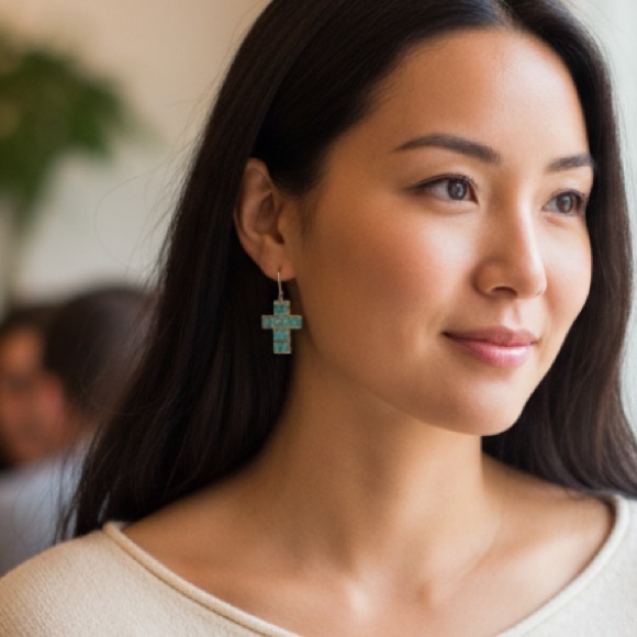 Thailand Jewelry - Navajo great shape 925 Thailand southwestern sterling silver cross earrings